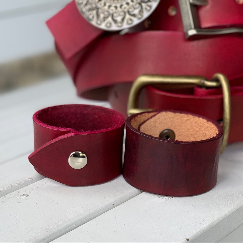 Red Leather Cuff - Picture 3 of 3